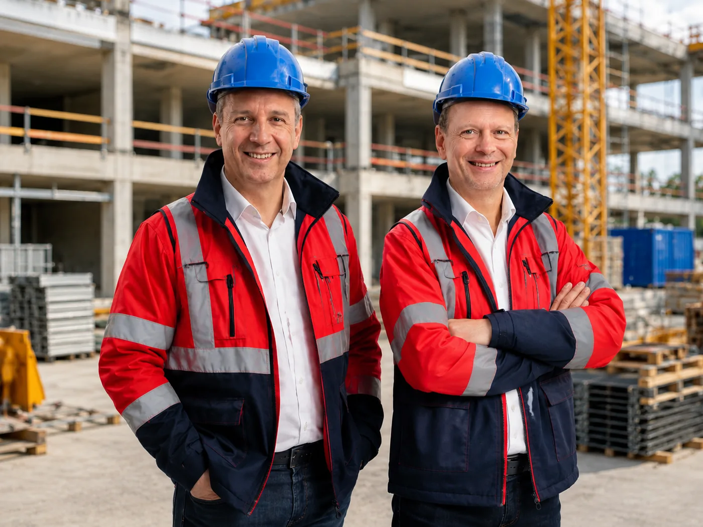 Les deux coordinateurs sécurité-santé fondateurs de SafetyDocx sur un chantier de construction